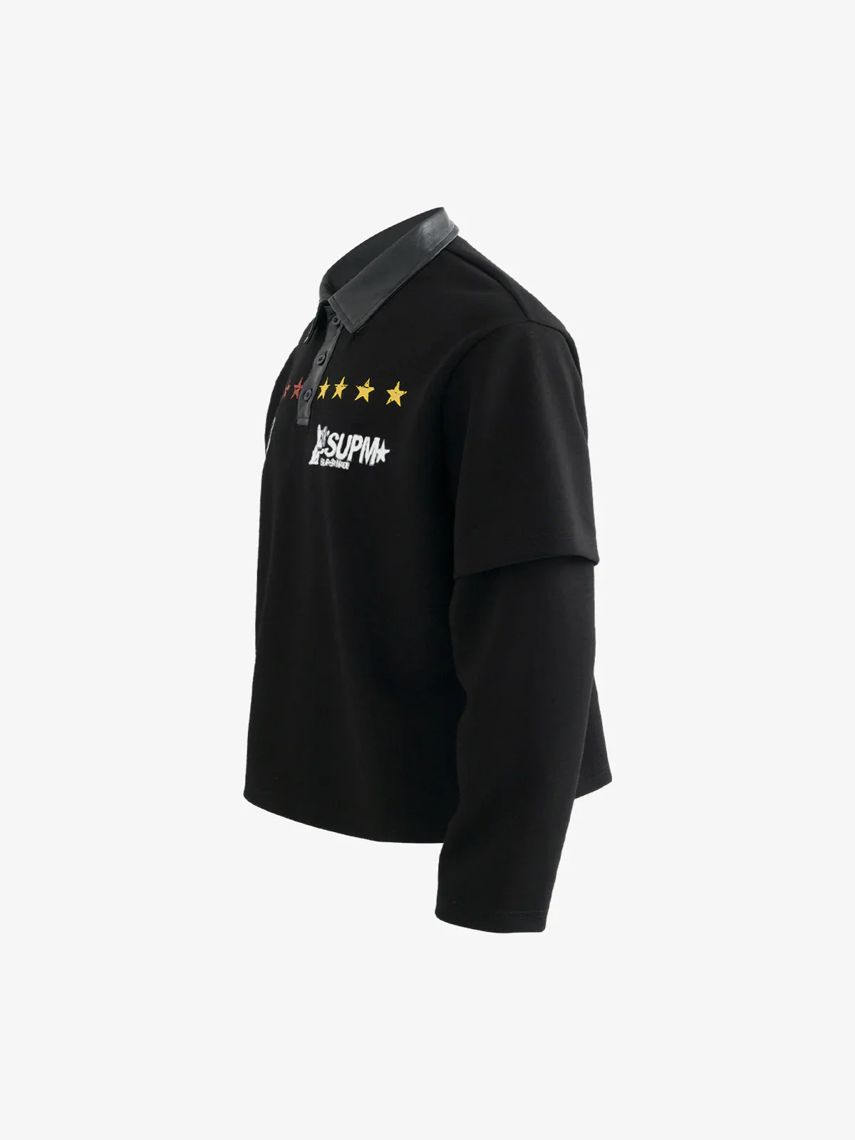 Motorcycle Style Lapel Polo Long Sleeve T-Shirt - Image 3