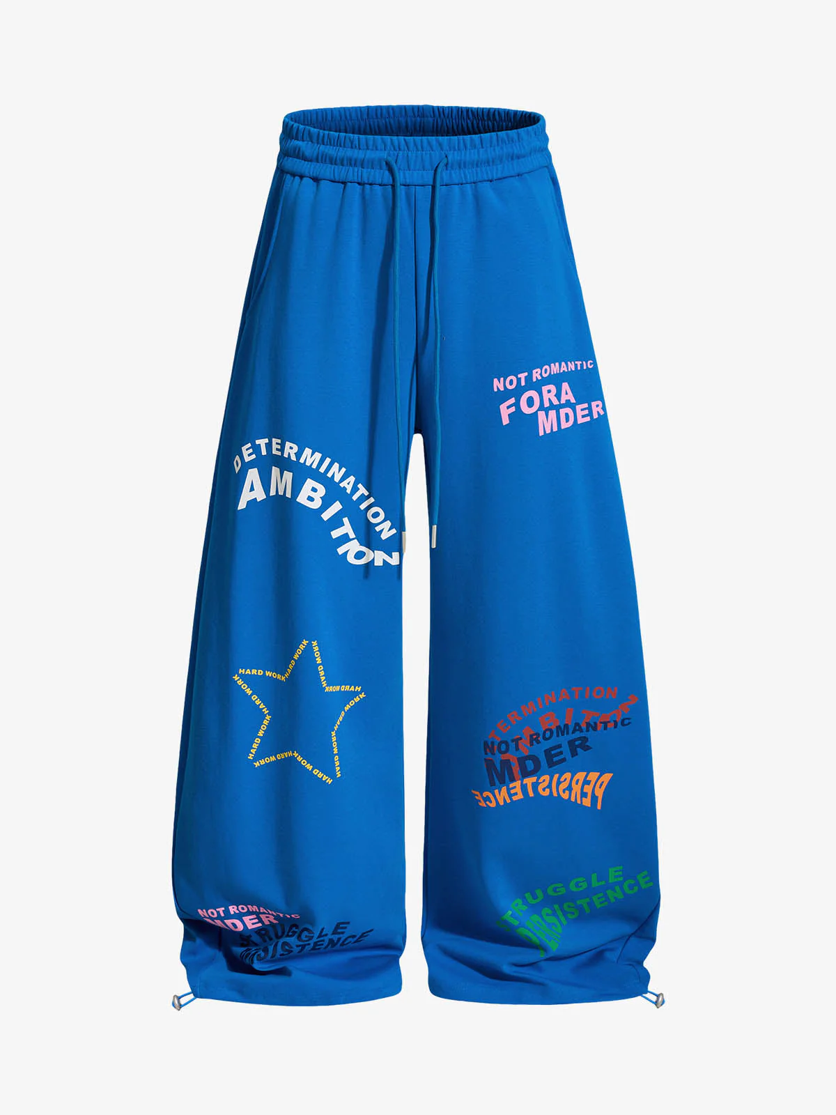 Multi-Color Typography Wide Leg Sweatpants