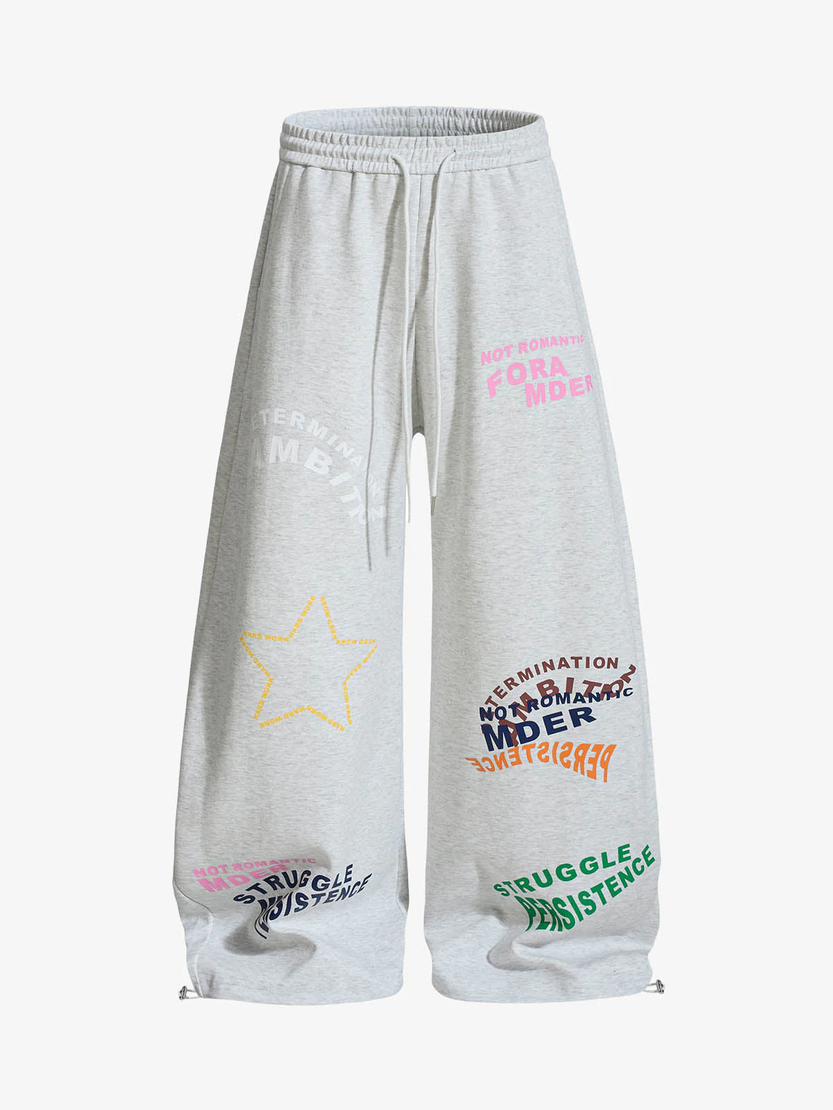Multi-Color Typography Wide Leg Sweatpants - Image 2