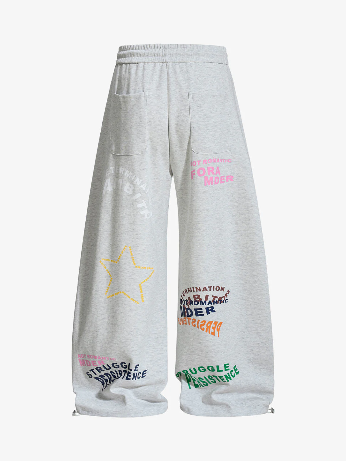 Multi-Color Typography Wide Leg Sweatpants - Image 4