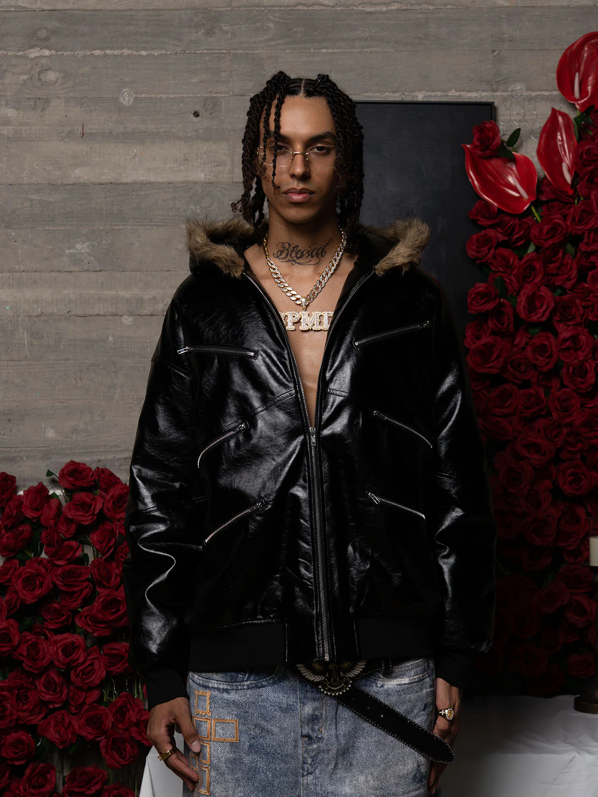 Multi-Zip Fur Hooded Leather Jacket - Image 4
