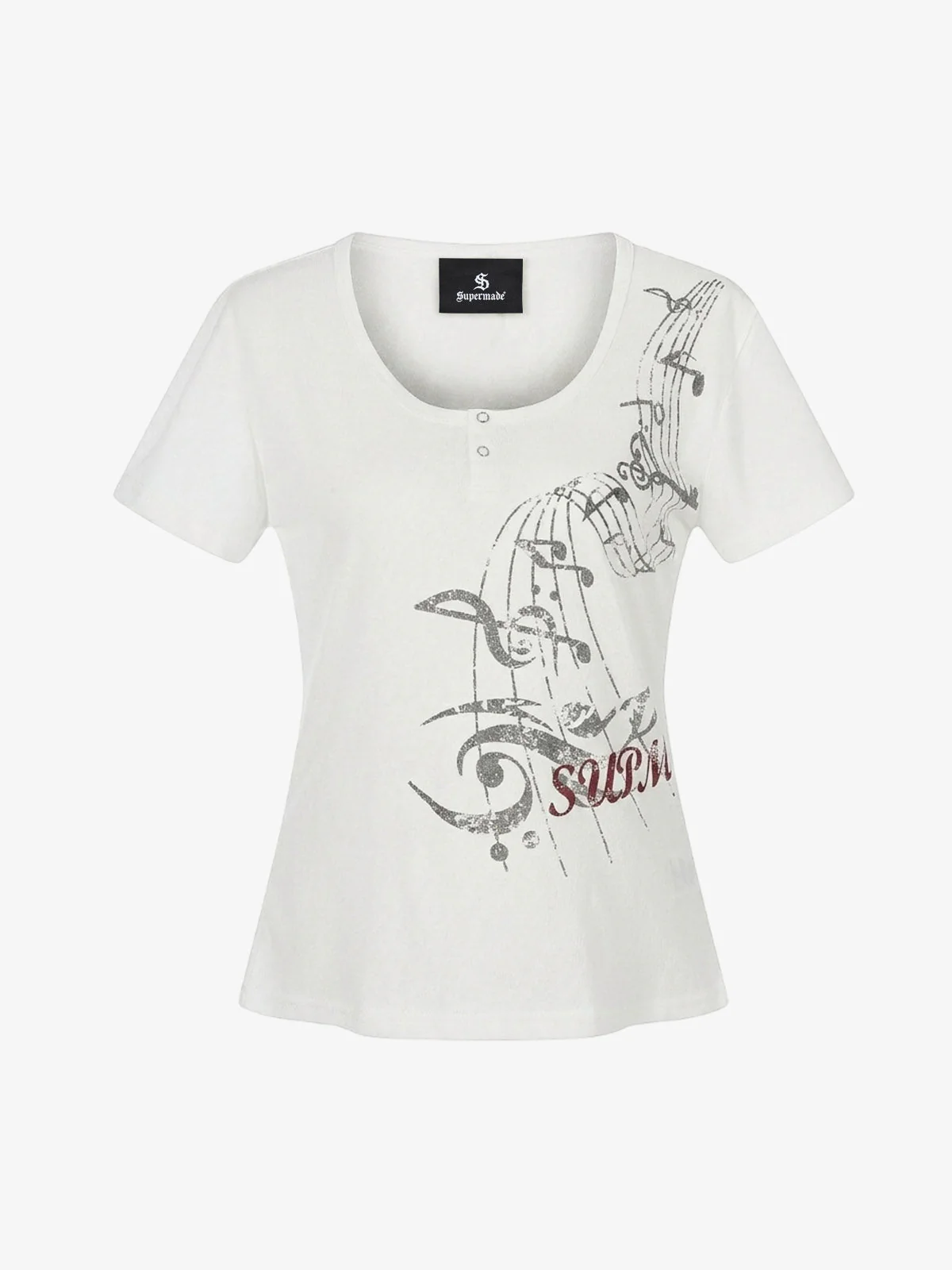 Music Note Graphic Slim Fit Short Sleeve T-Shirt - Image 2