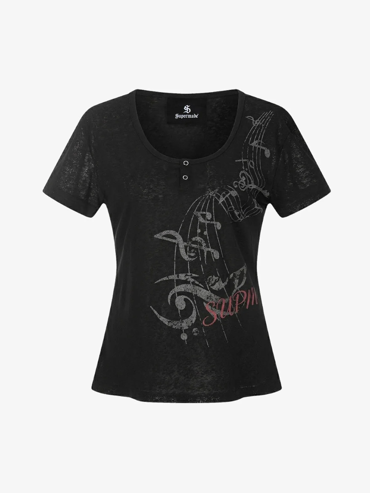 Music Note Graphic Slim Fit Short Sleeve T-Shirt - Image 3