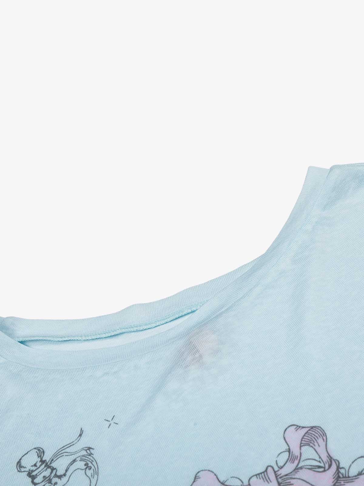 Off Shoulder Bow Graphic Long Sleeve T-Shirt - Image 10