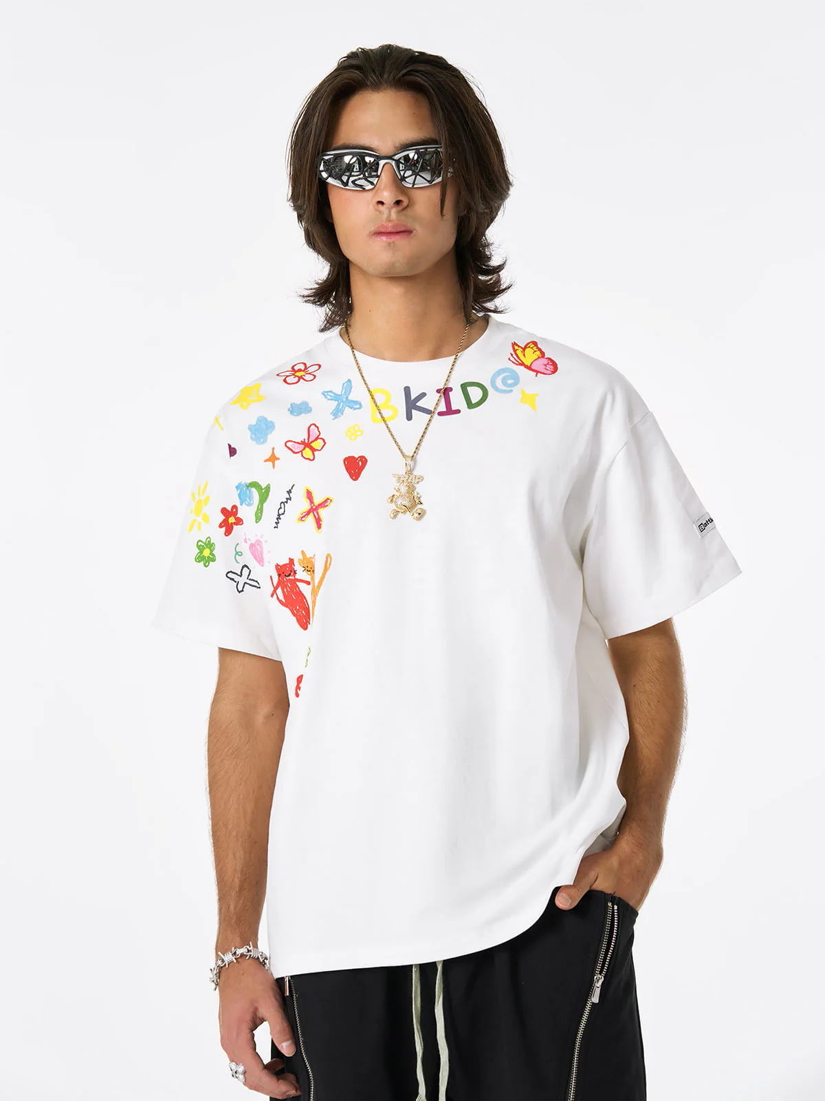 Retro Graffiti Hand-Painted T-Shirt - Image 7