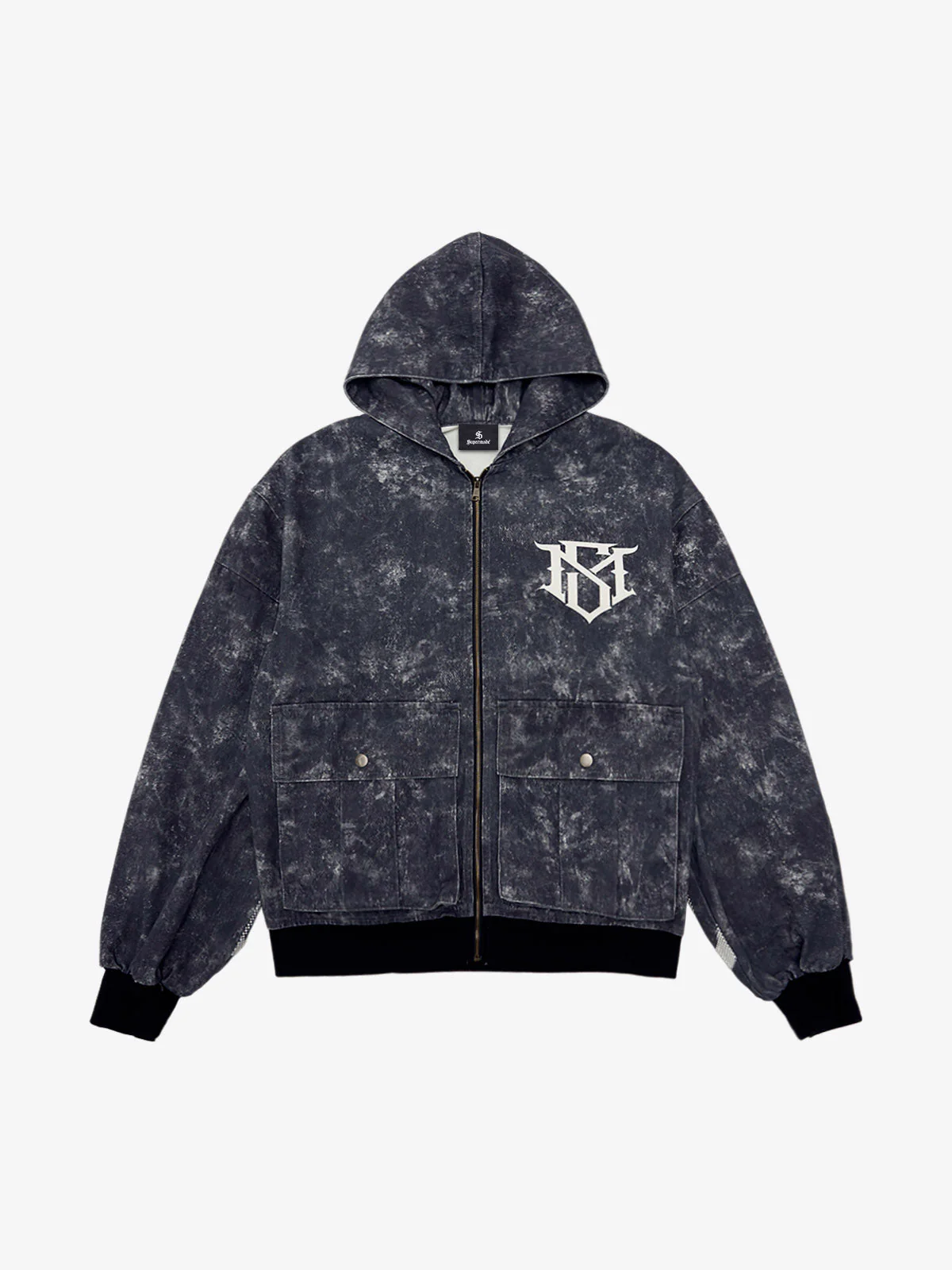 Original Oversized Denim Hoodie And Shorts Set - 2583 - Image 18