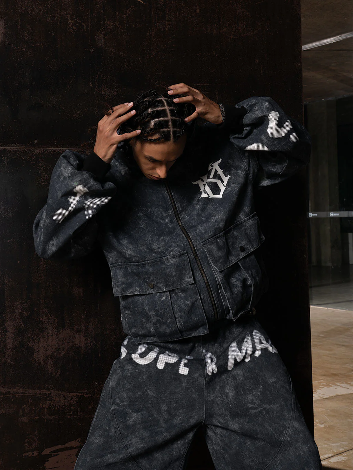 Original Oversized Denim Hoodie And Shorts Set - 2583 - Image 9