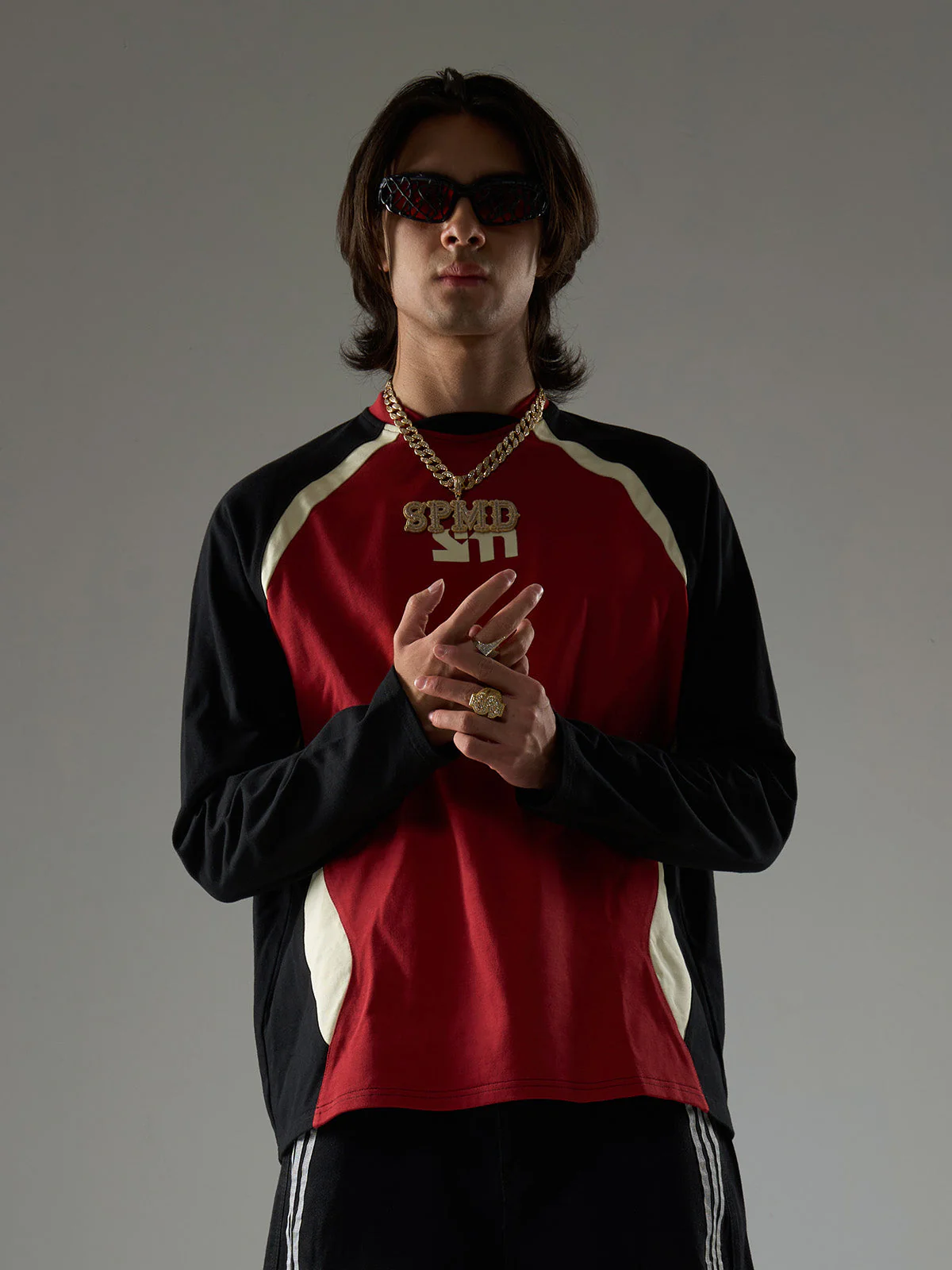 Original Retro Contrast Color Long-Sleeved T-Shirt - Image 2