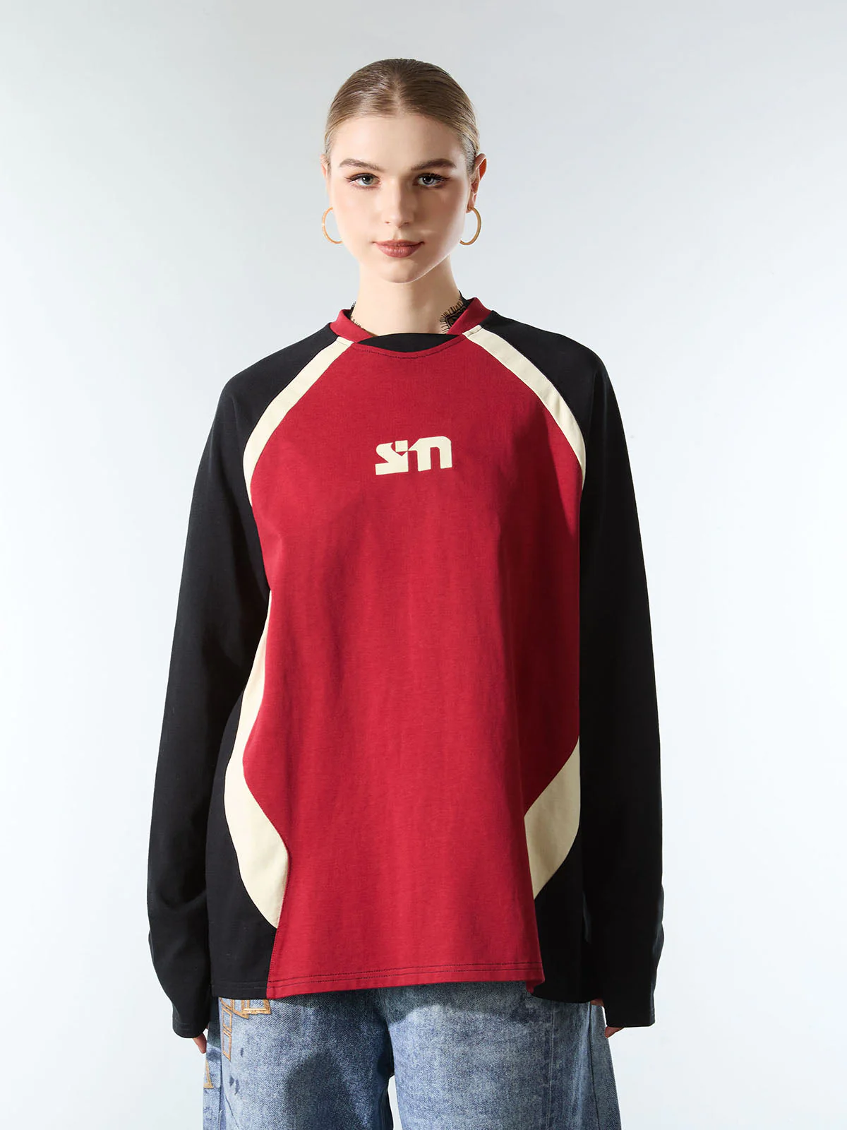 Original Retro Contrast Color Long-Sleeved T-Shirt - Image 5