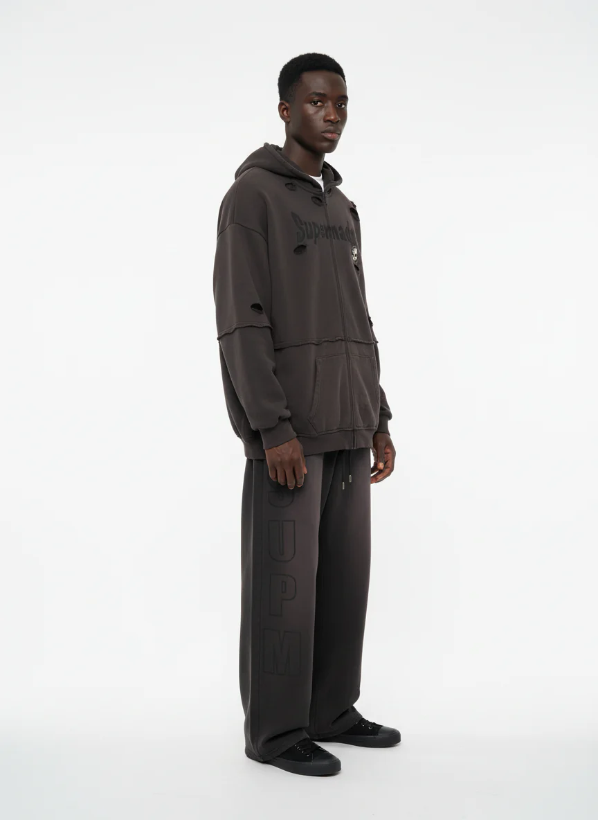 Original Washed & Ripped Skull Cardigan Cotton Hoodie Set - Image 5