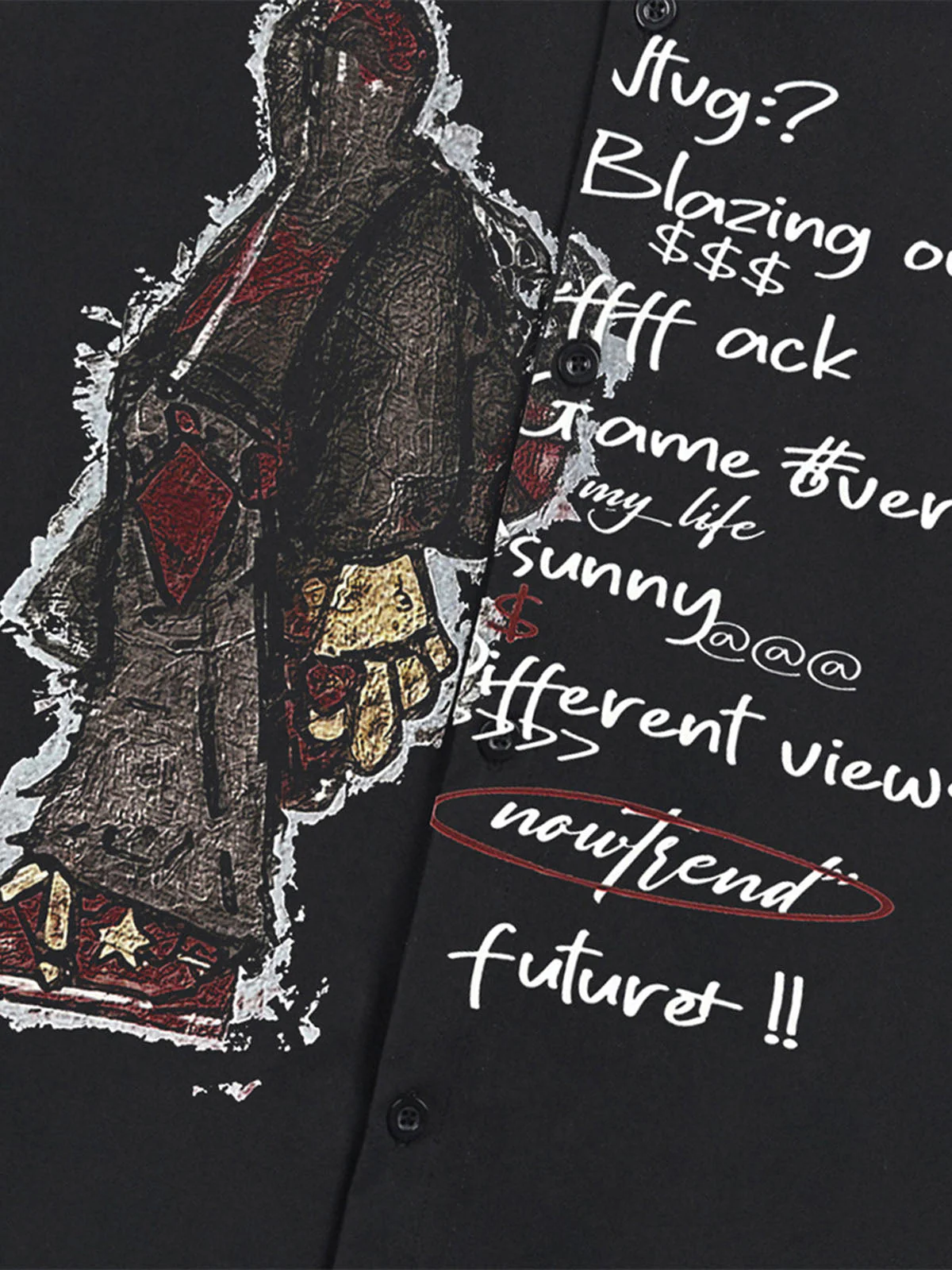 Oversized Graphic Cartoon Letter Print Short-Sleeve Shirt - Image 6