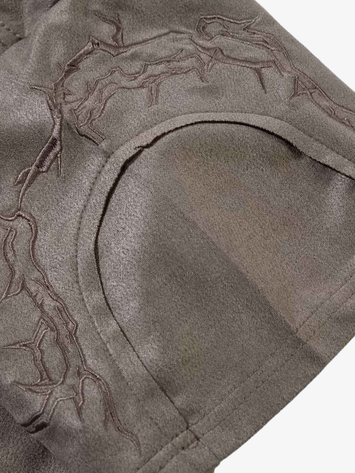 Thorn Embroidery Suede T-Shirt - Image 12