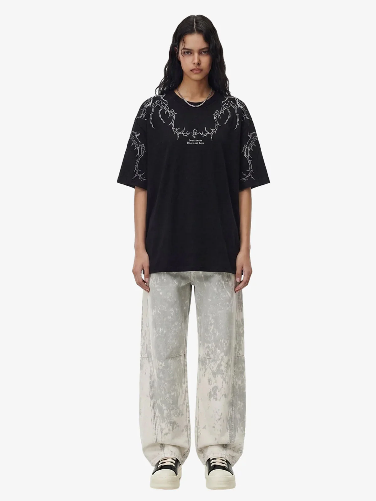 Thorn Embroidery Suede T-Shirt - Image 3