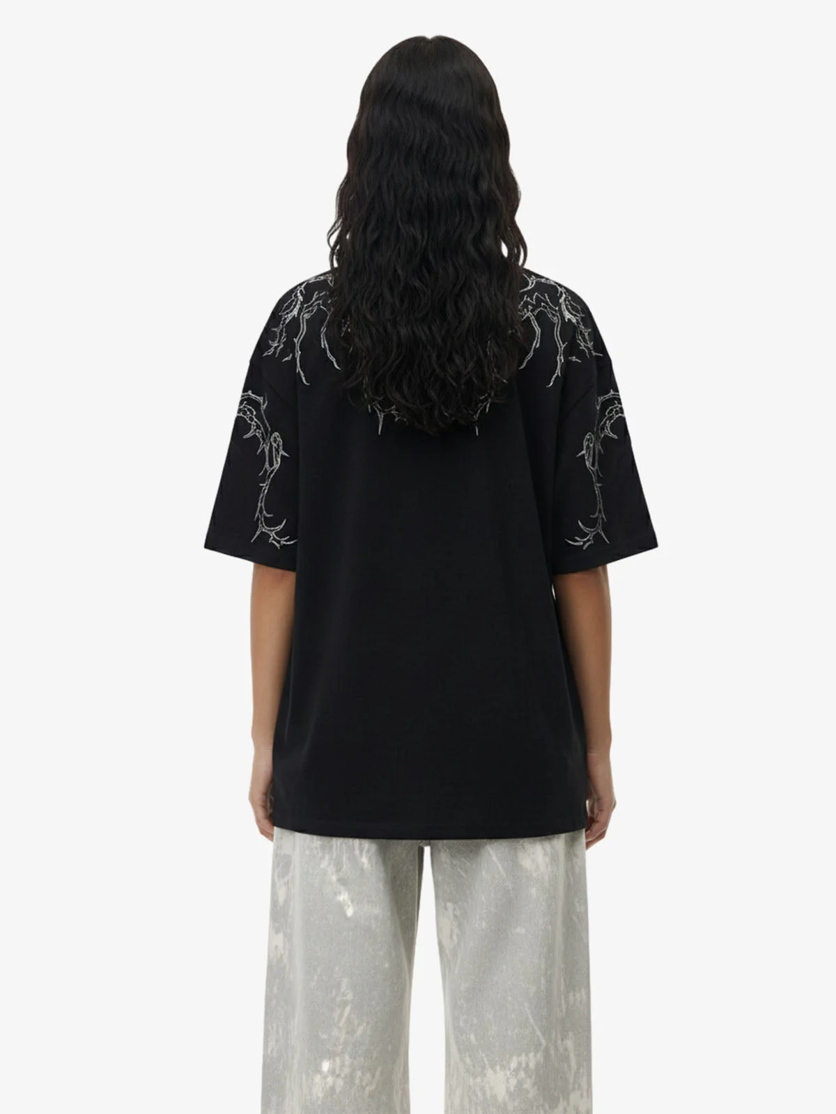 Thorn Embroidery Suede T-Shirt - Image 4