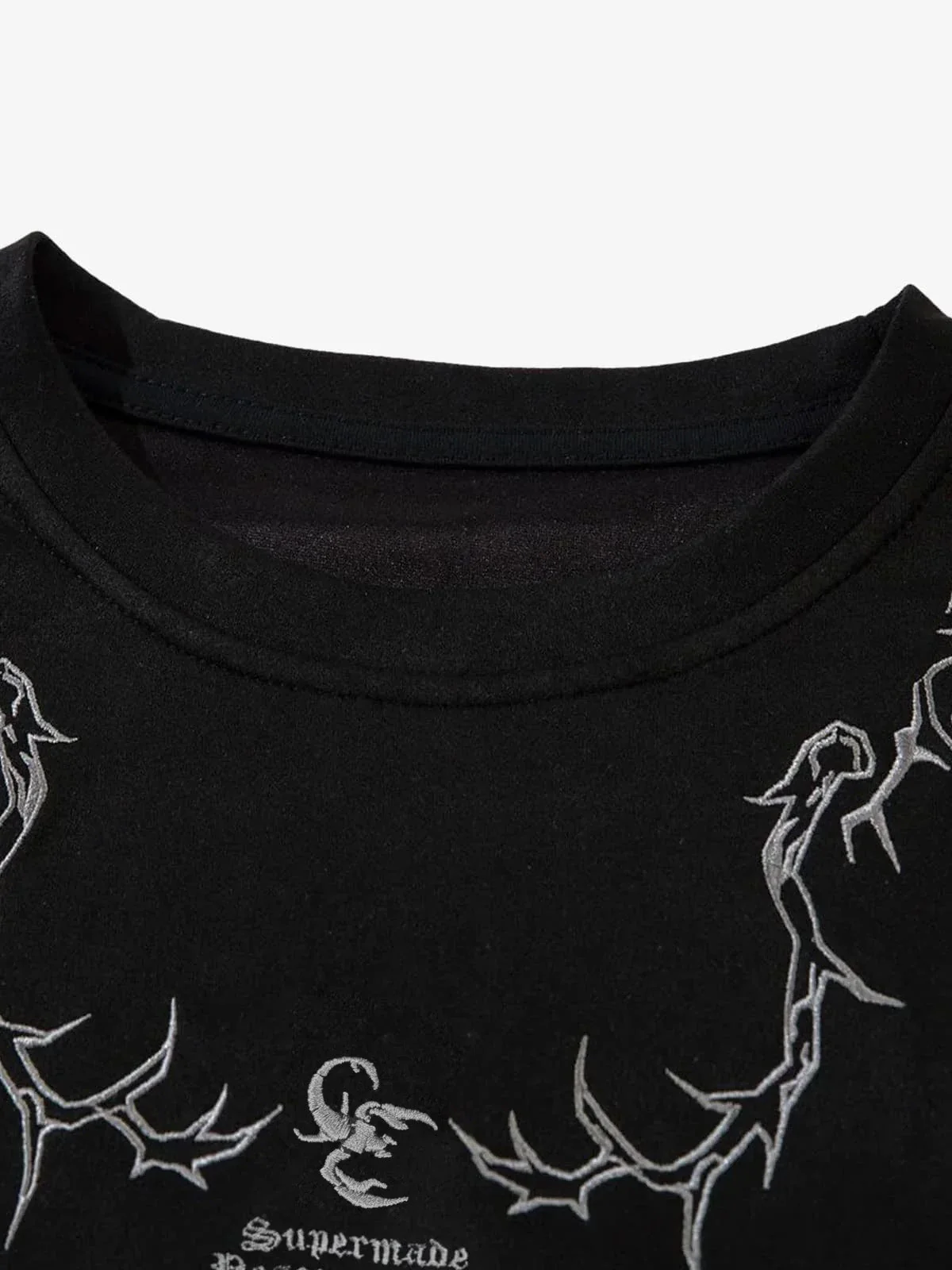 Thorn Embroidery Suede T-Shirt - Image 7