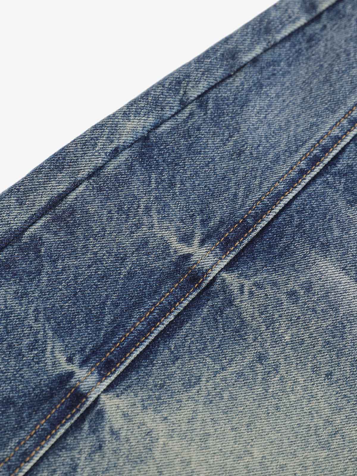 Panel Stitch Wide Leg Denim Jorts - Image 11