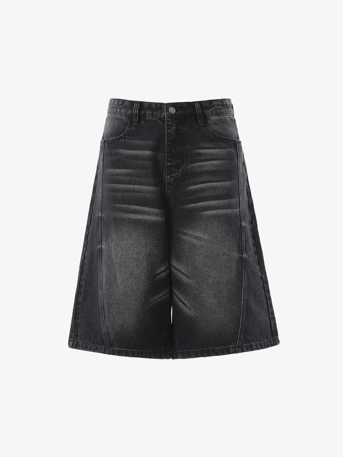 Panel Stitch Wide Leg Denim Jorts - Image 4