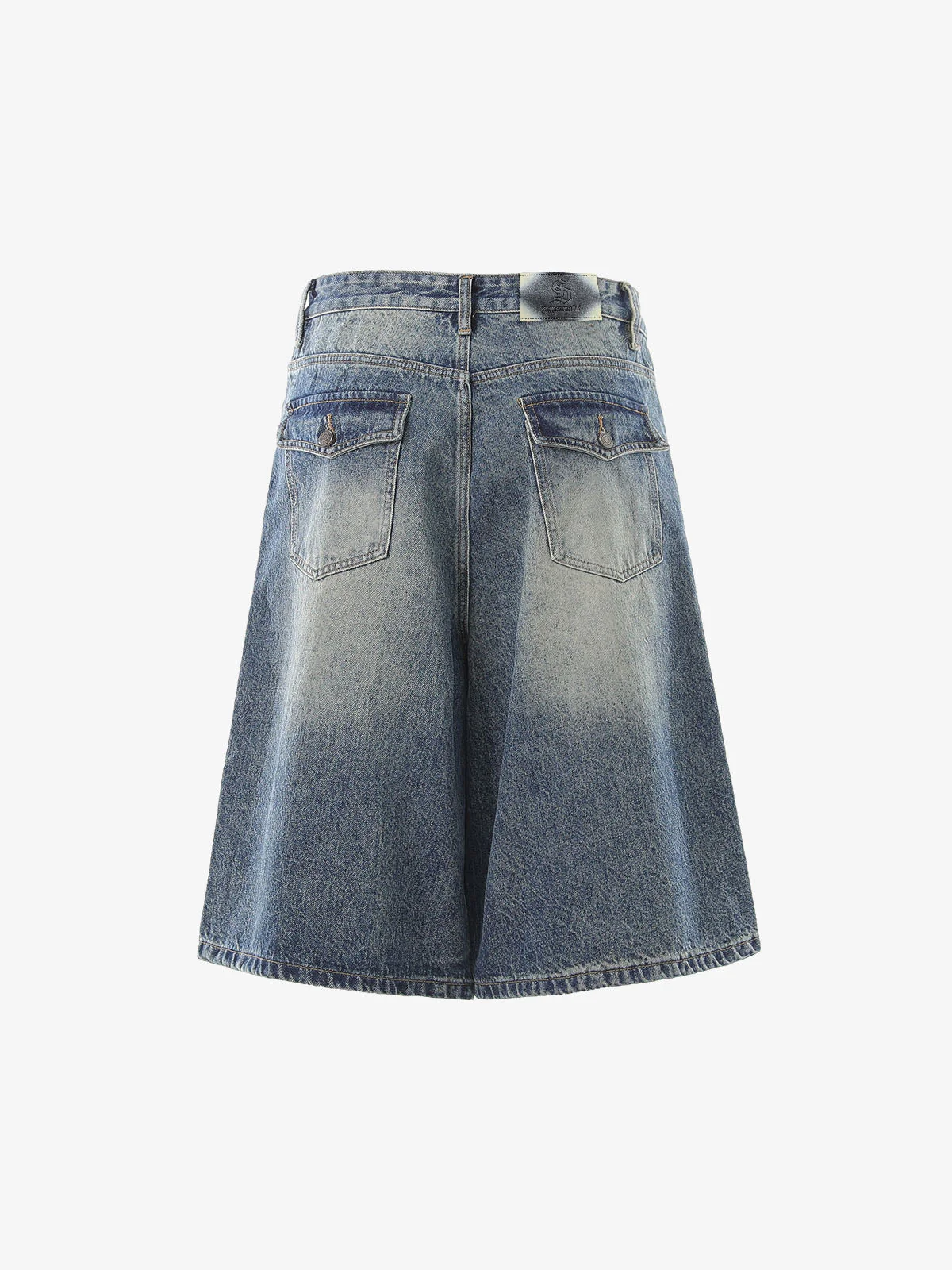 Panel Stitch Wide Leg Denim Jorts - Image 5