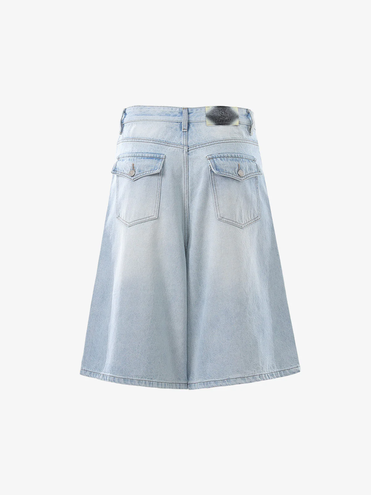 Panel Stitch Wide Leg Denim Jorts - Image 6