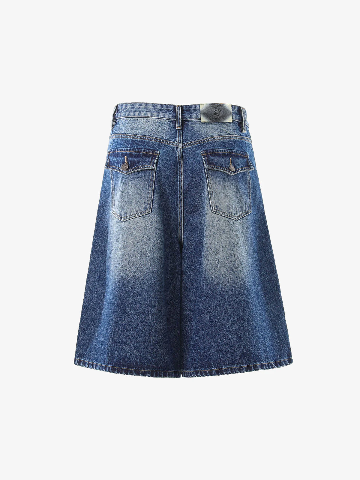 Panel Stitch Wide Leg Denim Jorts - Image 7