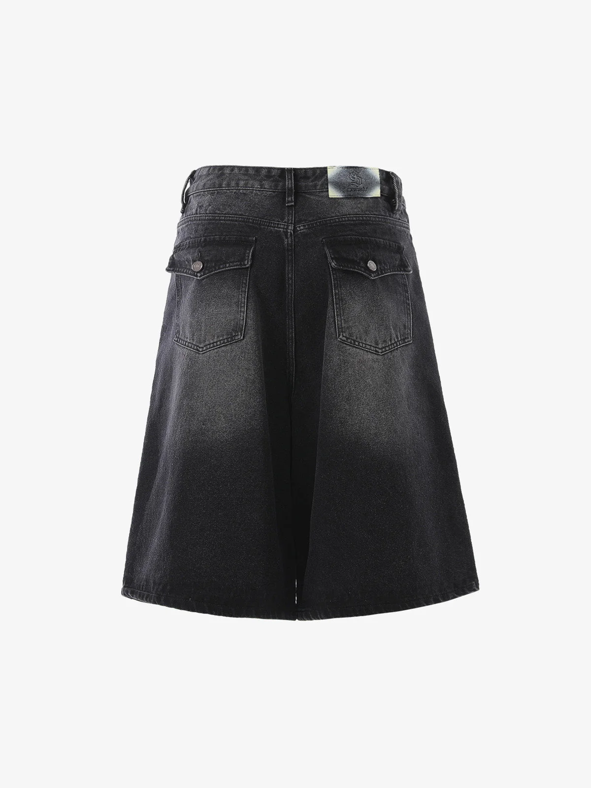 Panel Stitch Wide Leg Denim Jorts - Image 8
