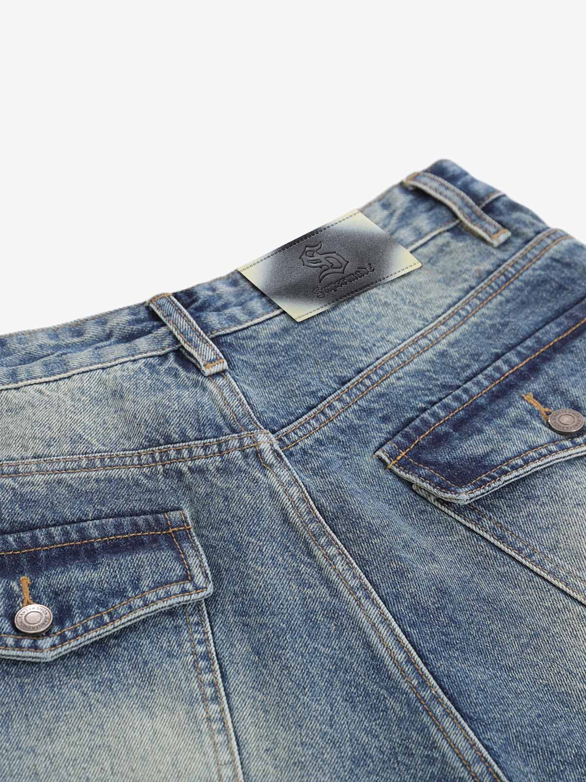 Panel Stitch Wide Leg Denim Jorts - Image 9