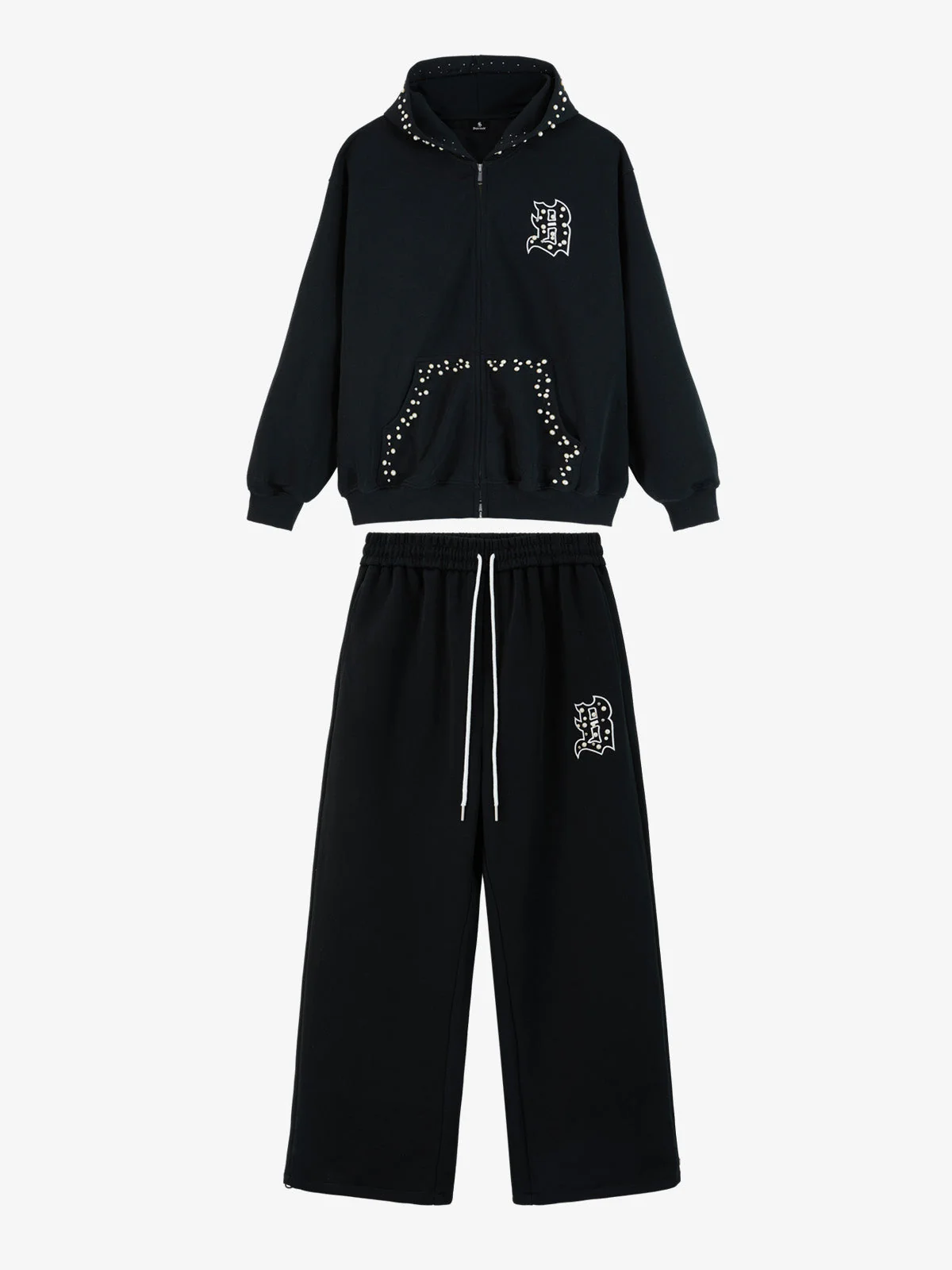 Supermade Pearl Embellished Zip Up Set - 2596