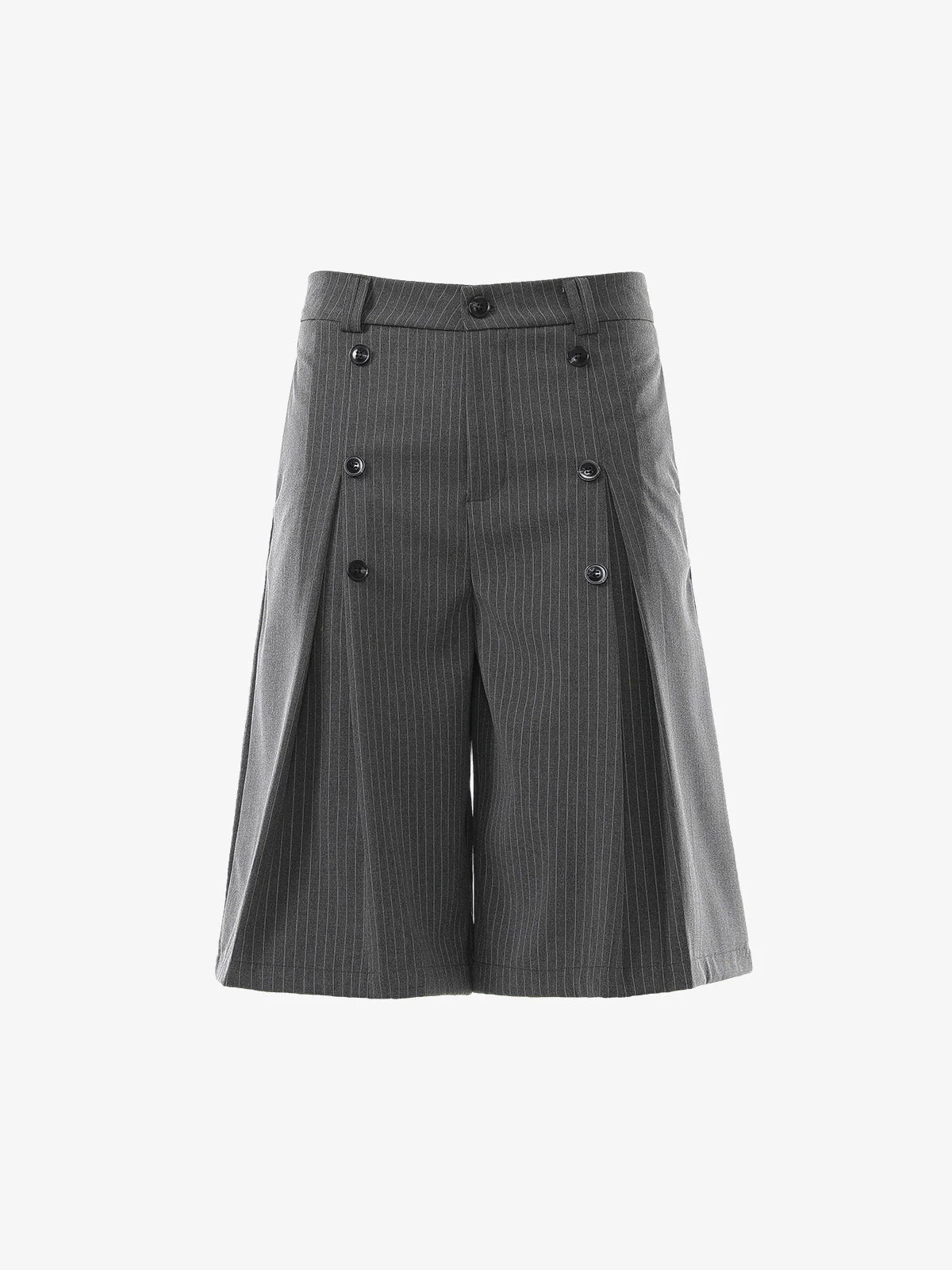 Pinstripe Double-Breasted Pleated Shorts