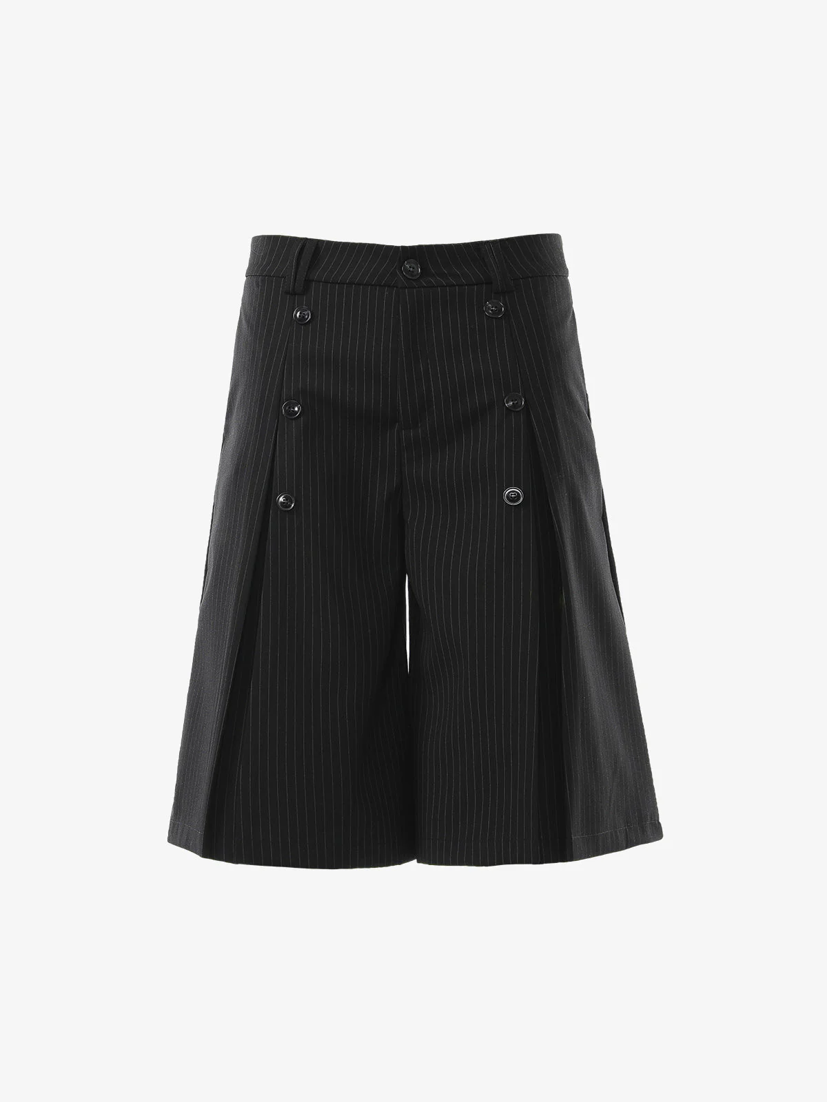 Pinstripe Double-Breasted Pleated Shorts - Image 2