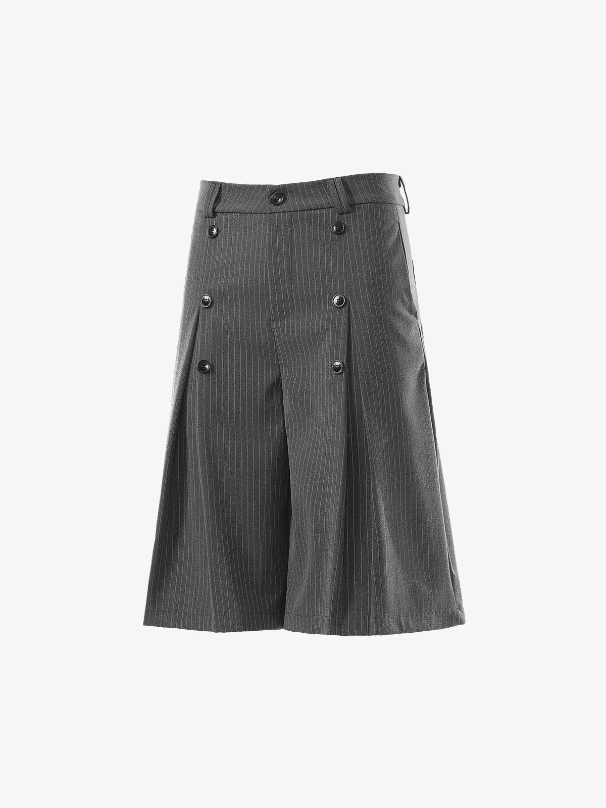 Pinstripe Double-Breasted Pleated Shorts - Image 5