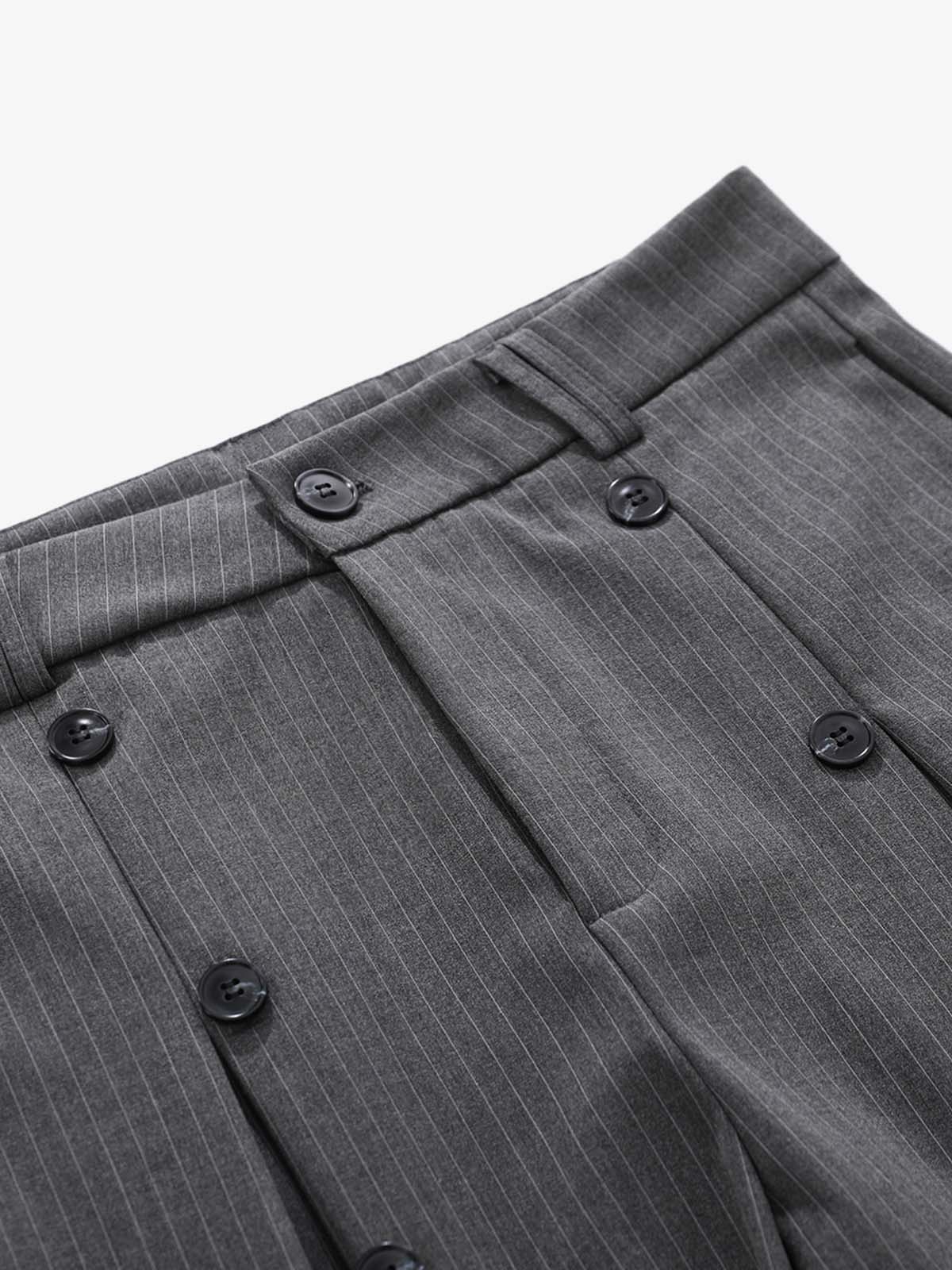 Pinstripe Double-Breasted Pleated Shorts - Image 6