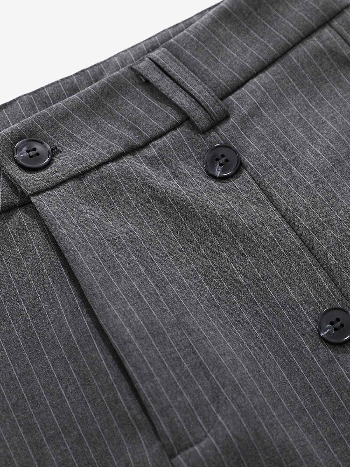 Pinstripe Double-Breasted Pleated Shorts - Image 8