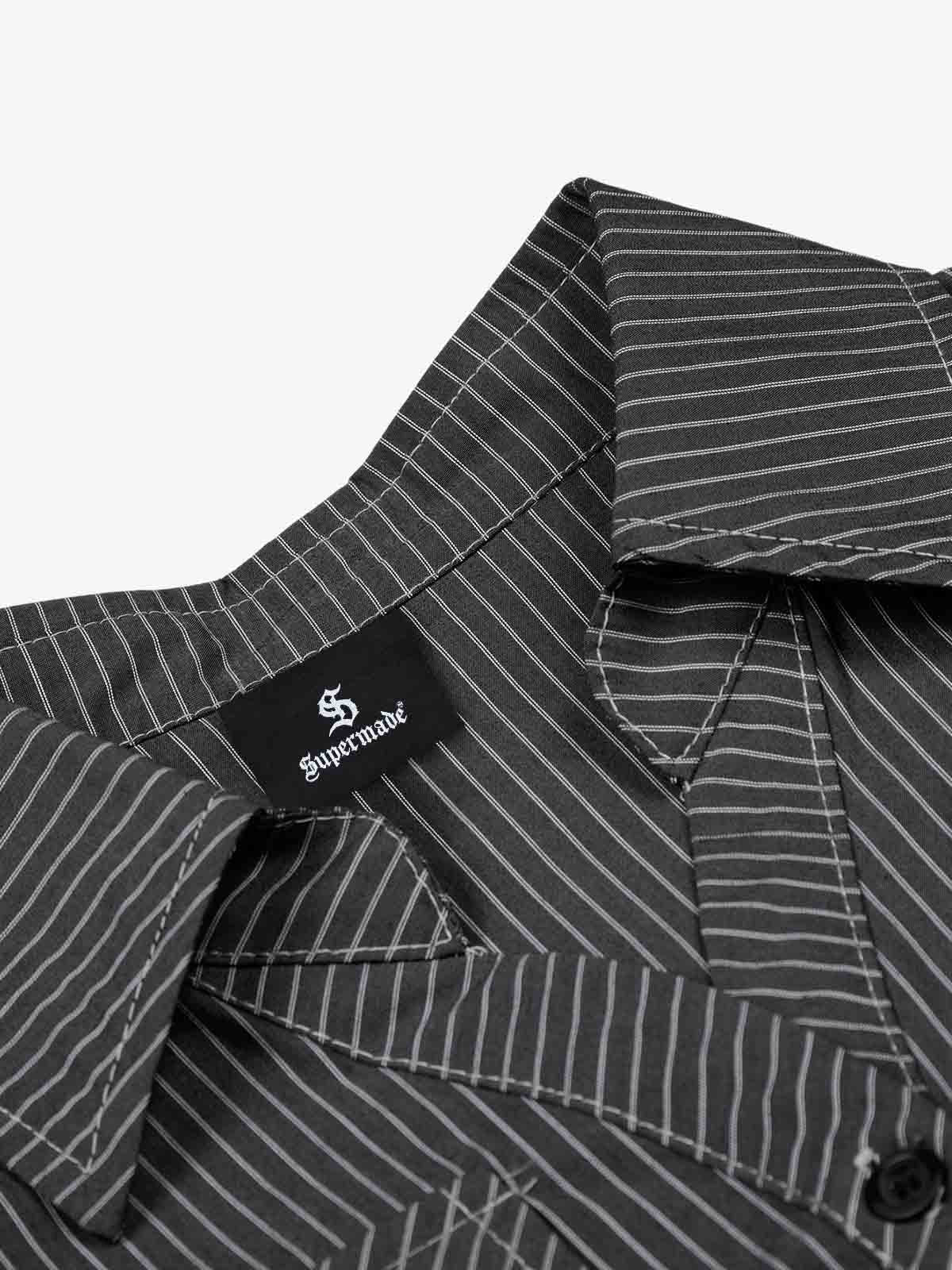Pinstripe Slim Fit Ruched Waist Shirt - Image 10