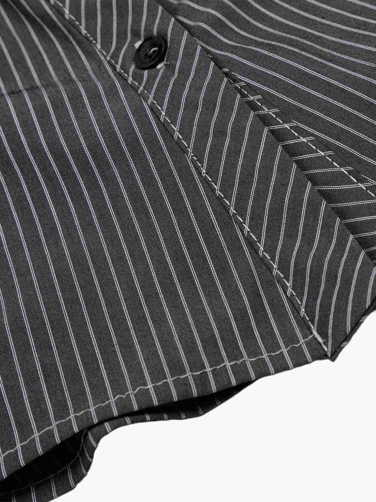 Pinstripe Slim Fit Ruched Waist Shirt - Image 12