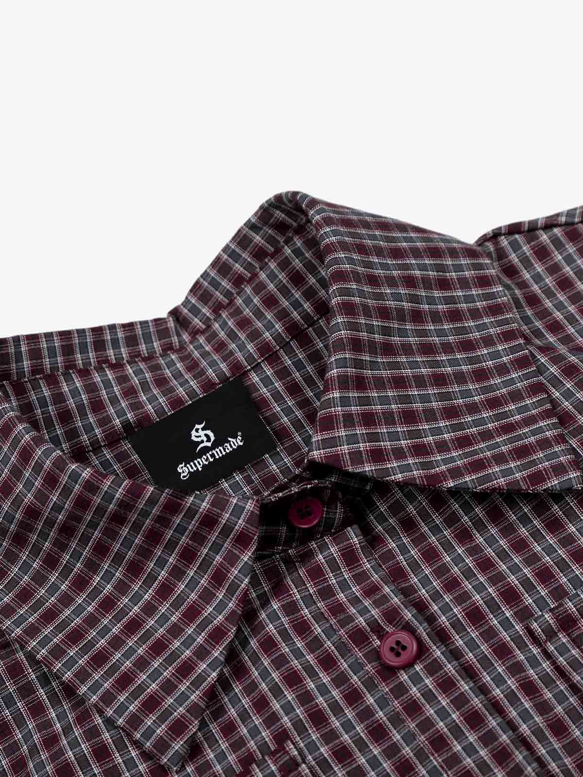 Plaid Side Stripe Slim Fit Short Sleeve Shirt - Image 10