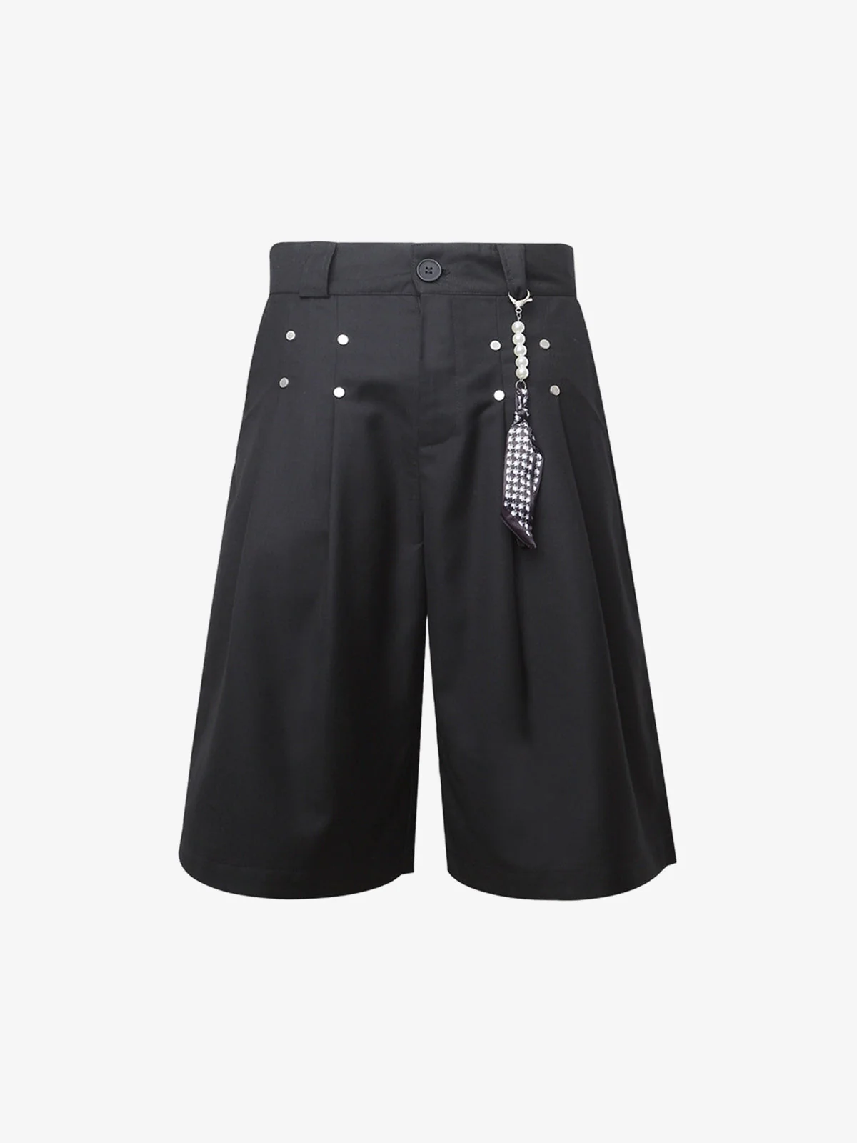Pleated Design Pendant Decoration Baggy Shorts - 2482