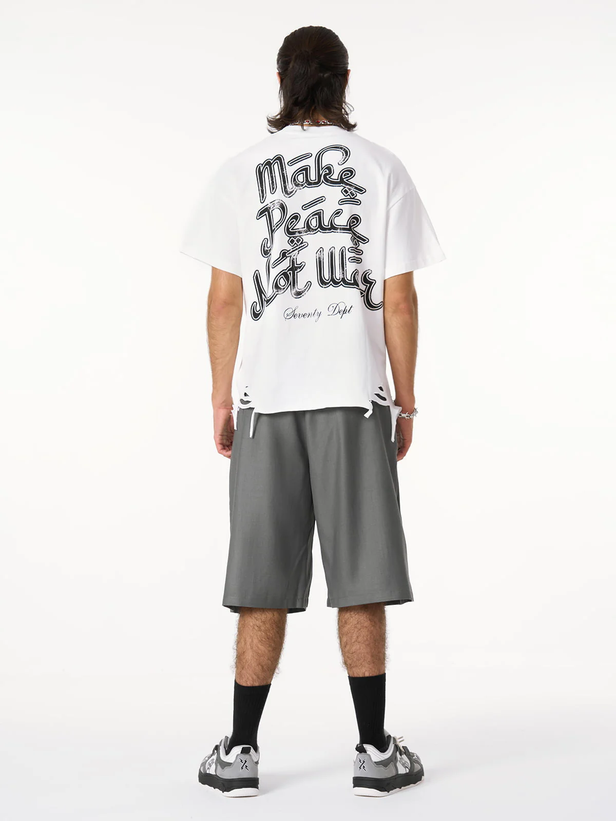 Pleated Design Pendant Decoration Baggy Shorts - 2482 - Image 13