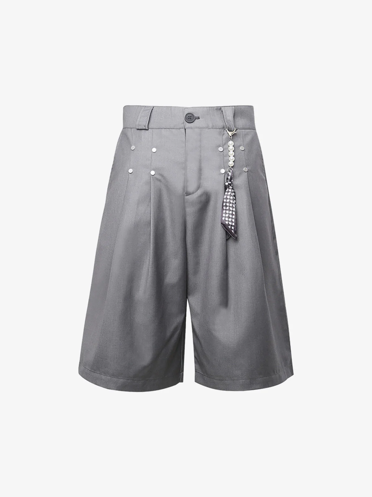 Pleated Design Pendant Decoration Baggy Shorts - 2482 - Image 2