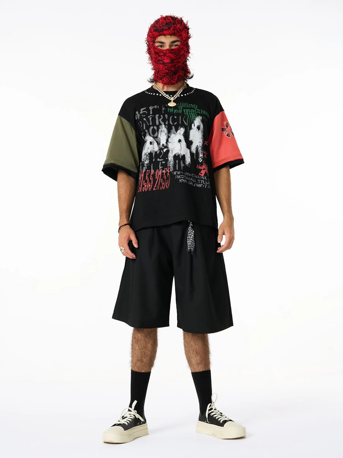 Pleated Design Pendant Decoration Baggy Shorts - 2482 - Image 6