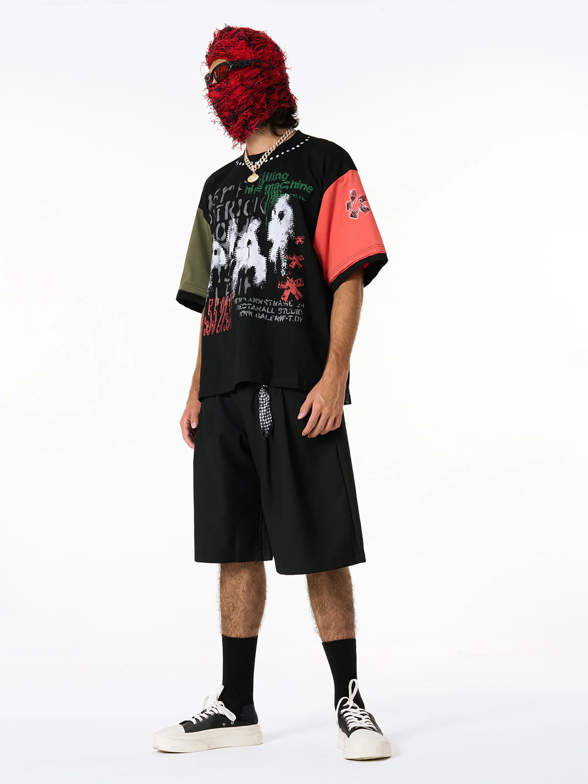 Pleated Design Pendant Decoration Baggy Shorts - 2482 - Image 7
