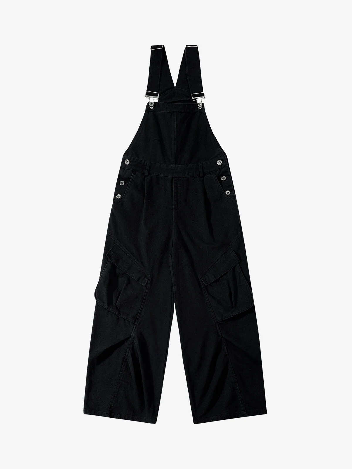 Pleated Knee Cargo Denim Overalls - Image 3