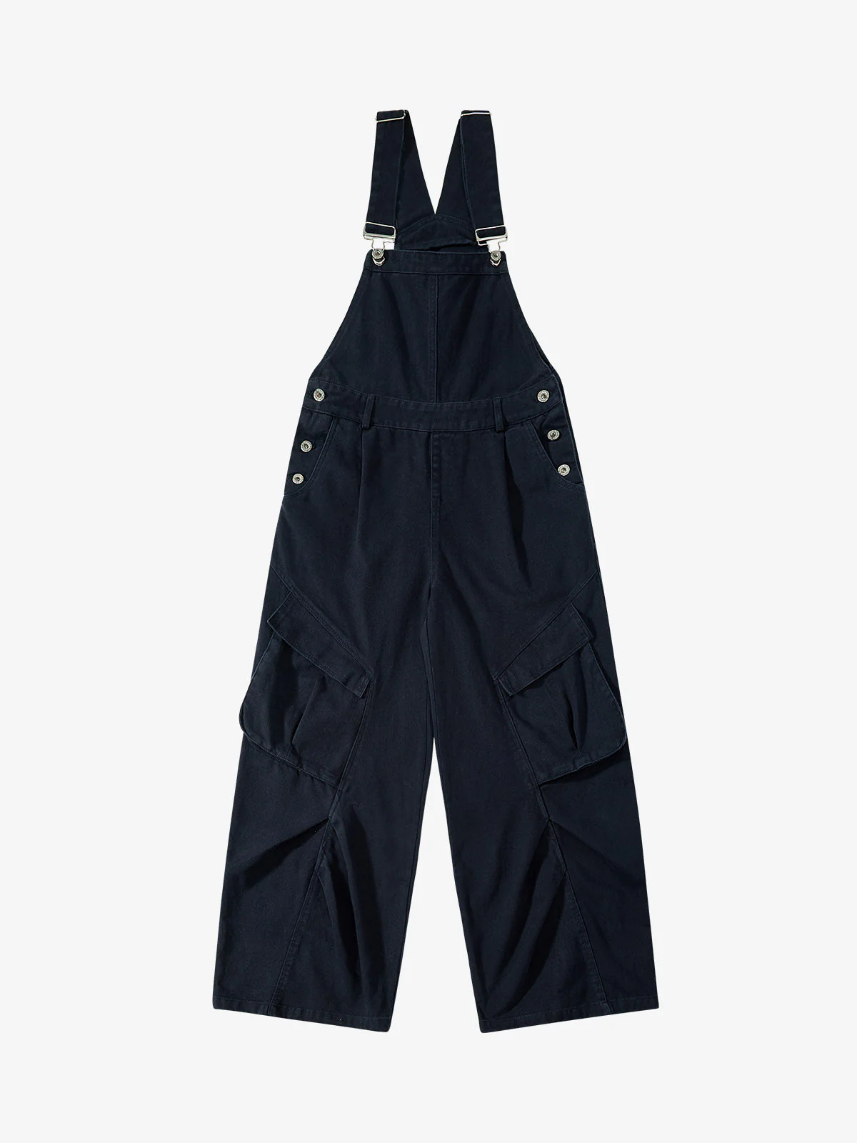 Pleated Knee Cargo Denim Overalls - Image 4