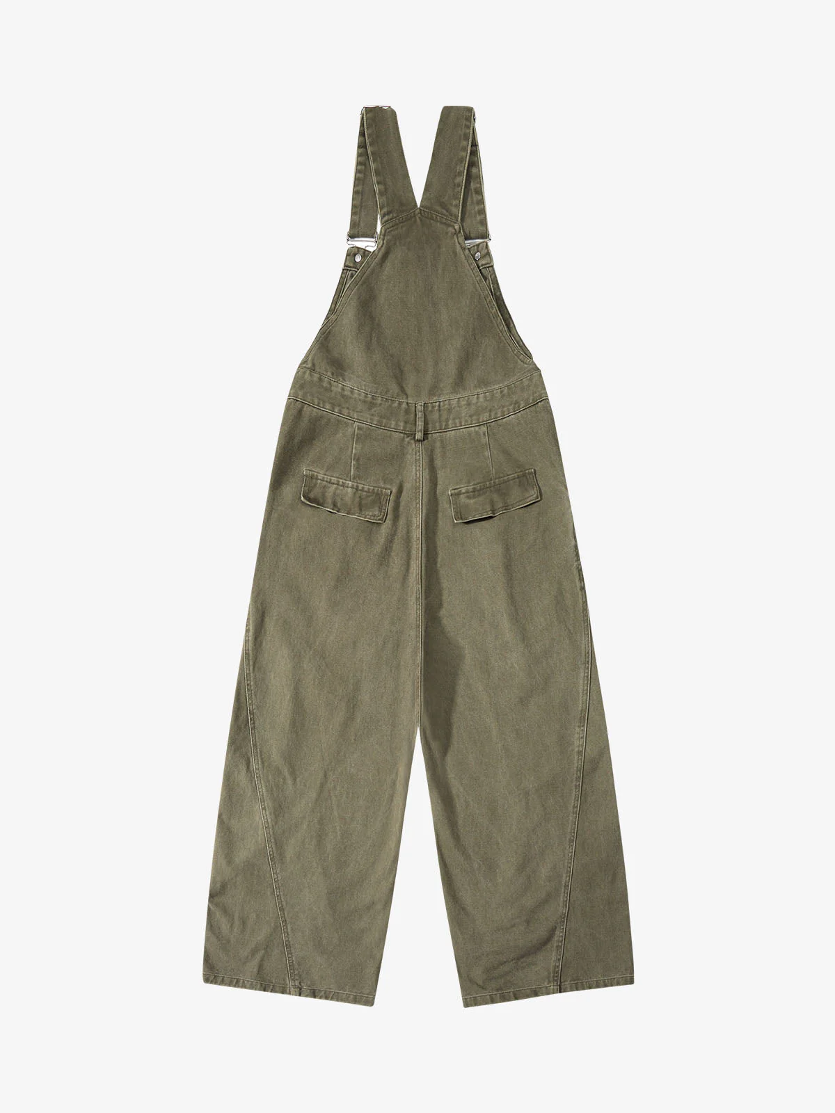 Pleated Knee Cargo Denim Overalls - Image 7
