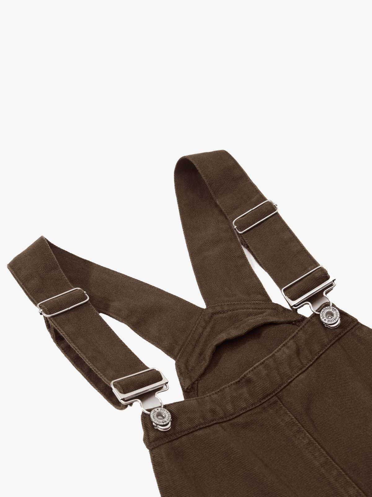 Pleated Knee Cargo Denim Overalls - Image 9