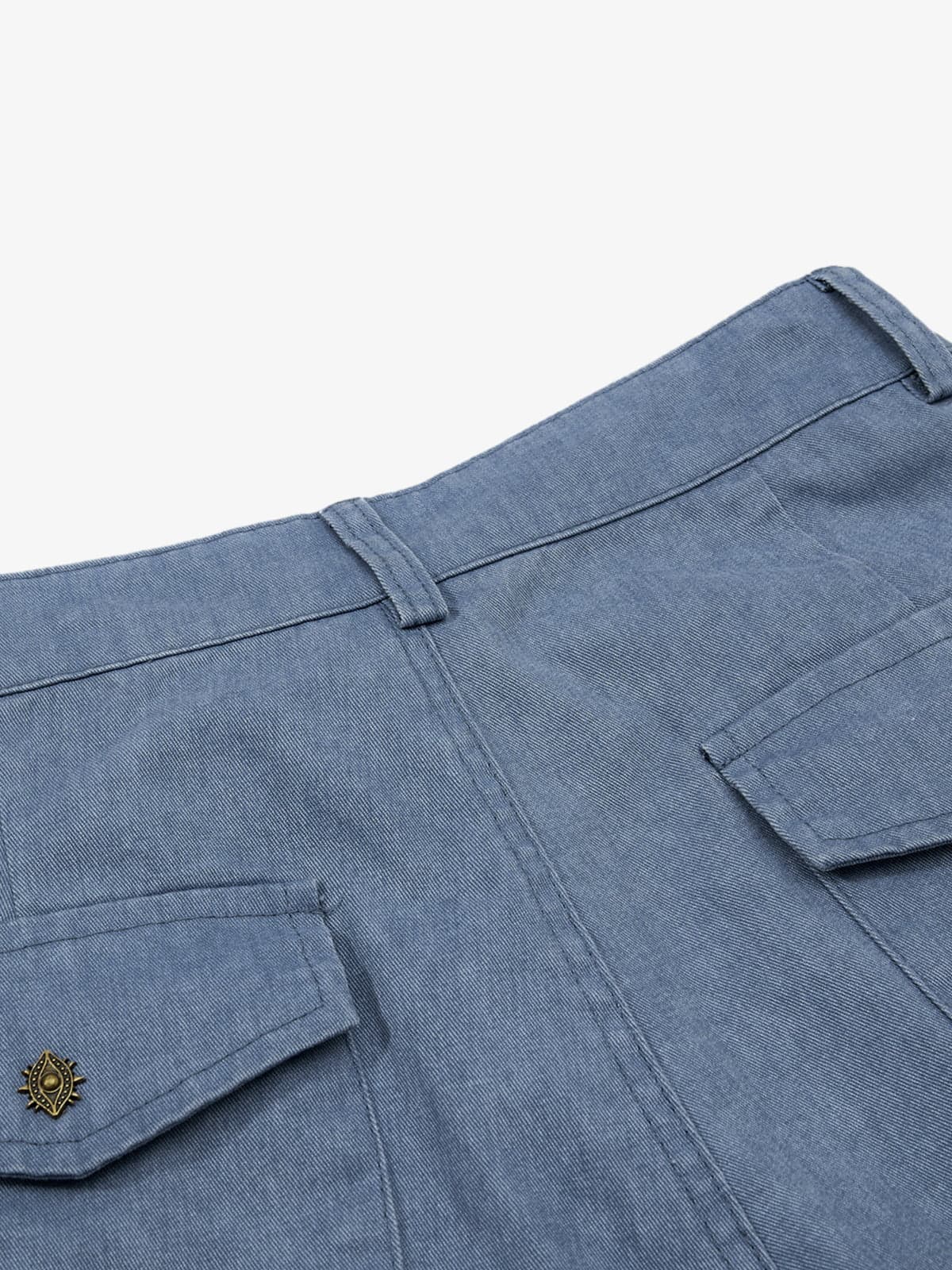 Pleated Panel Curved Leg Cargo Cotton Pants - 2631 - Image 6