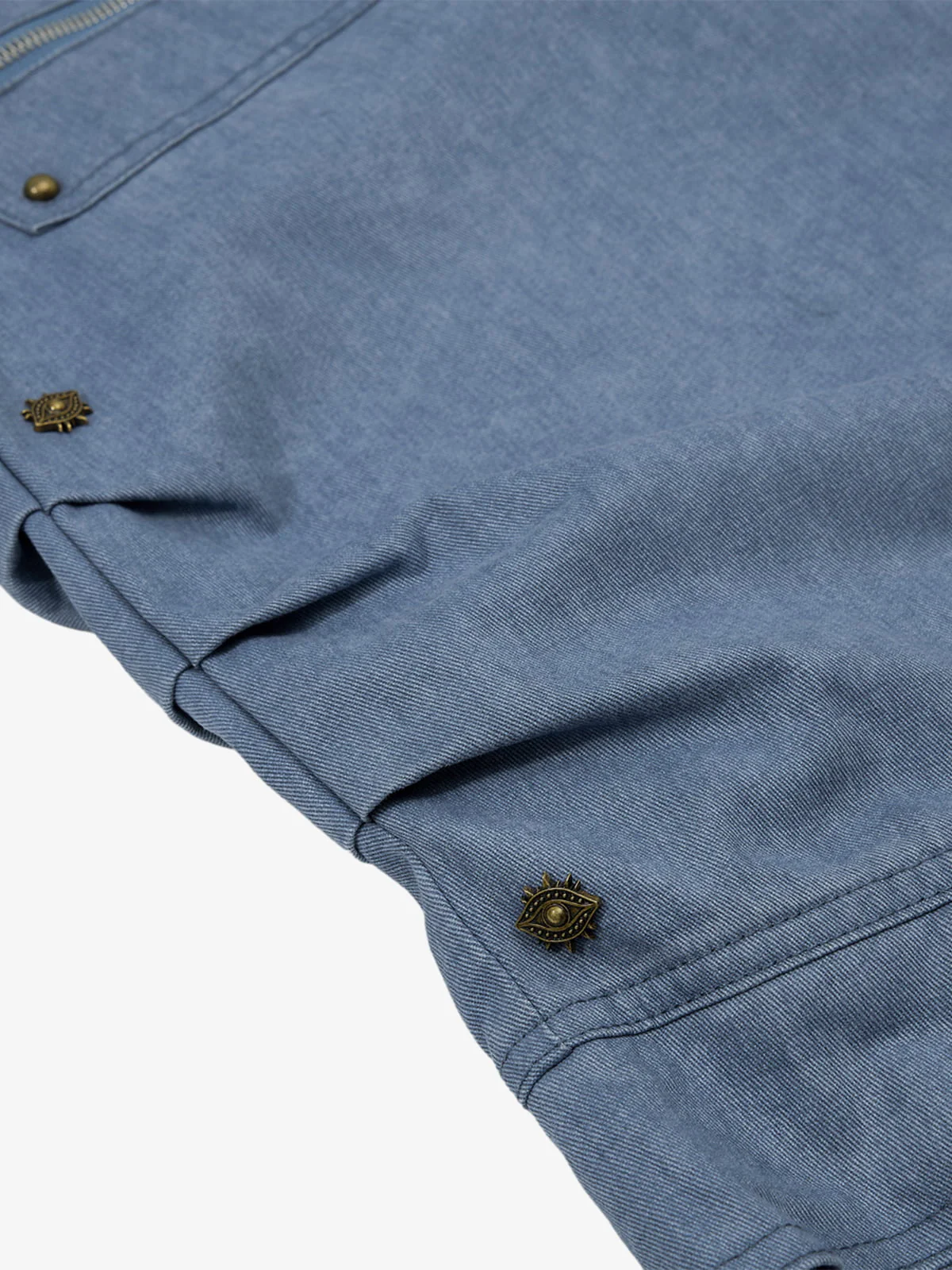 Pleated Panel Curved Leg Cargo Cotton Pants - 2631 - Image 7
