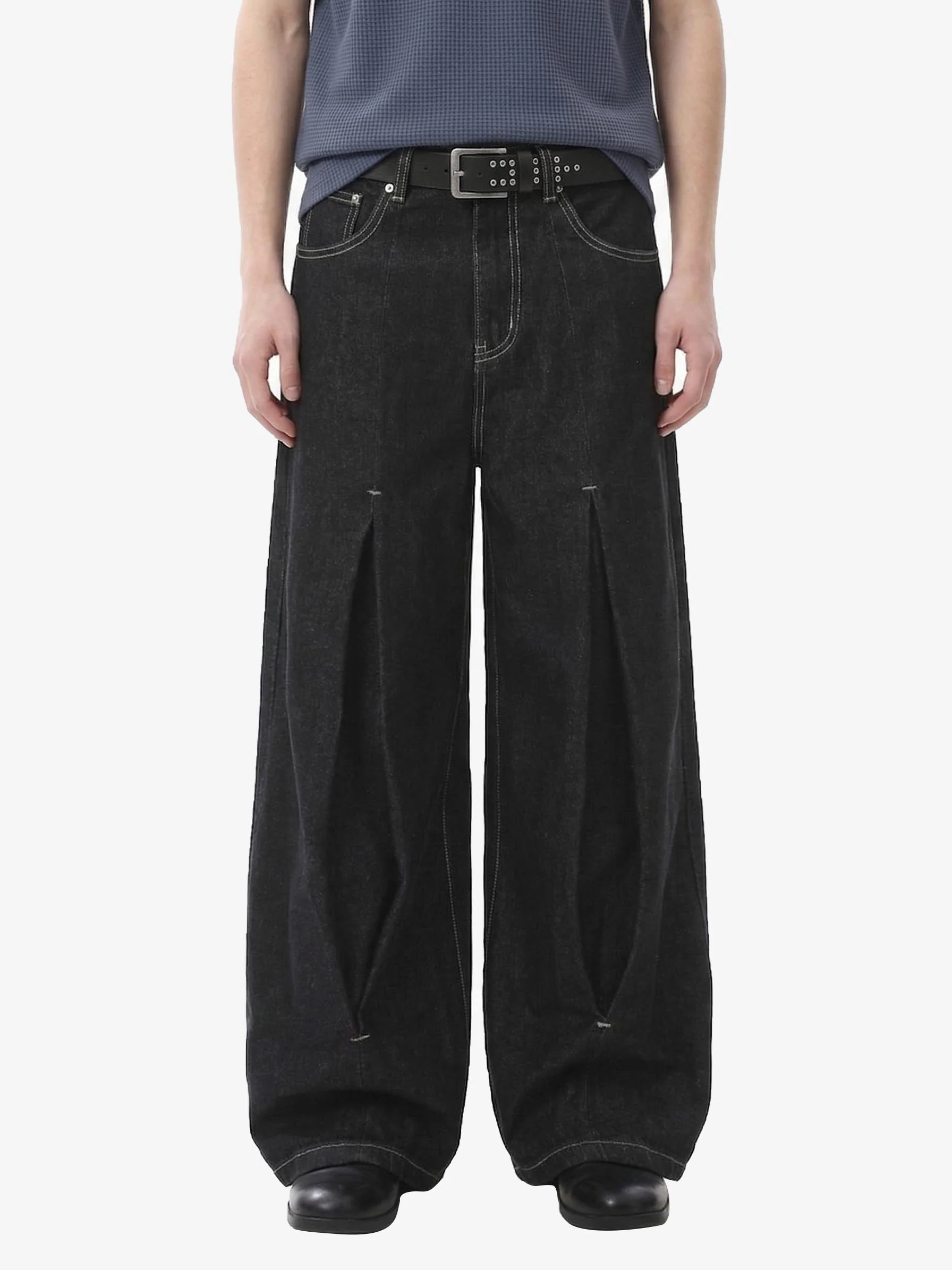 Pleated Supermade Graphic Print Wide Leg Pants