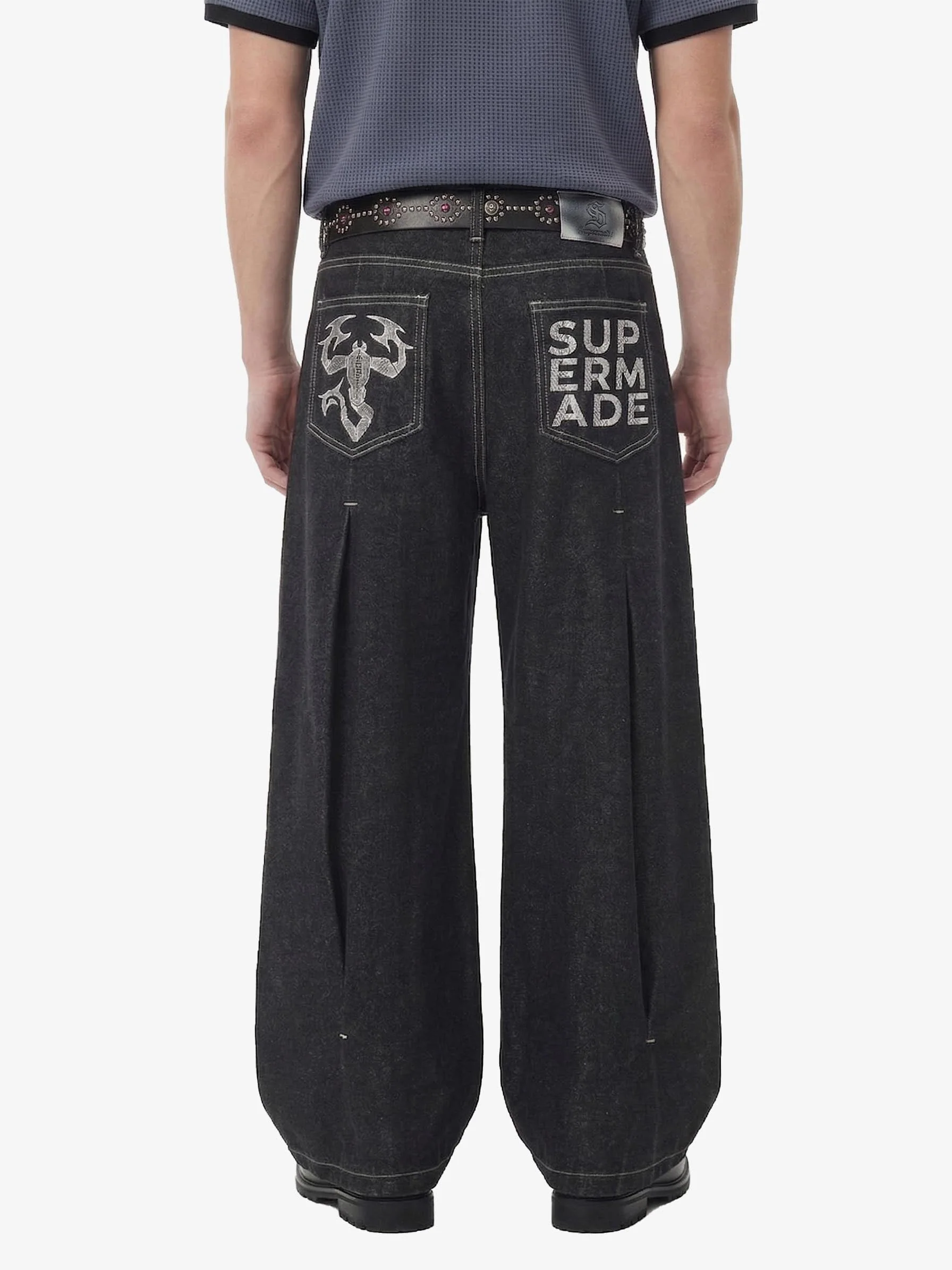 Pleated Supermade Graphic Print Wide Leg Pants - Image 3