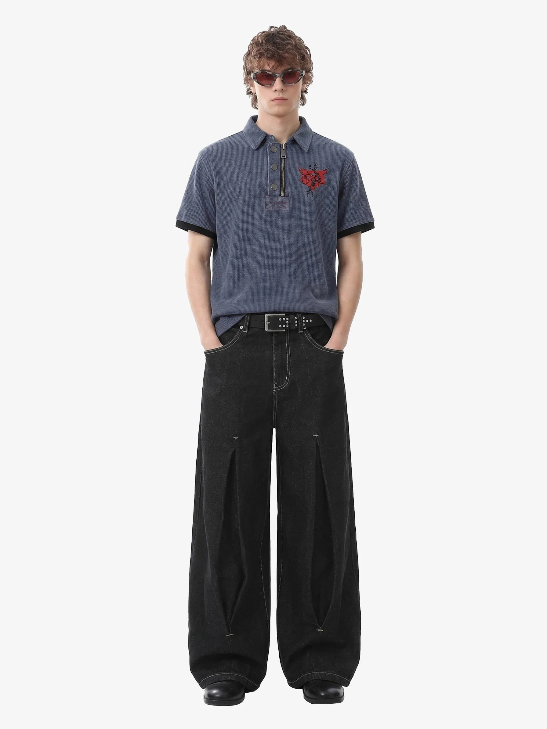 Pleated Supermade Graphic Print Wide Leg Pants - Image 4