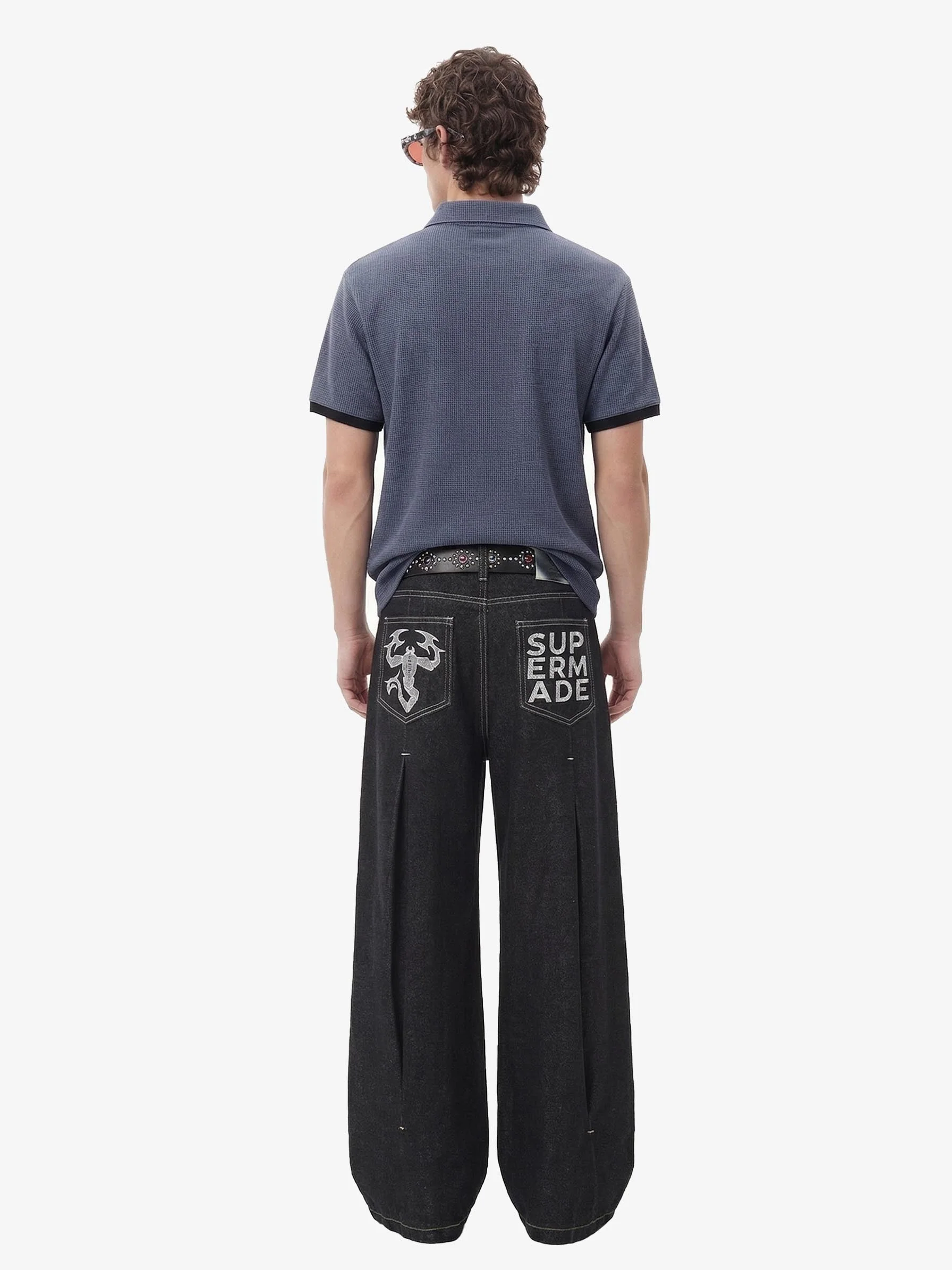 Pleated Supermade Graphic Print Wide Leg Pants - Image 5